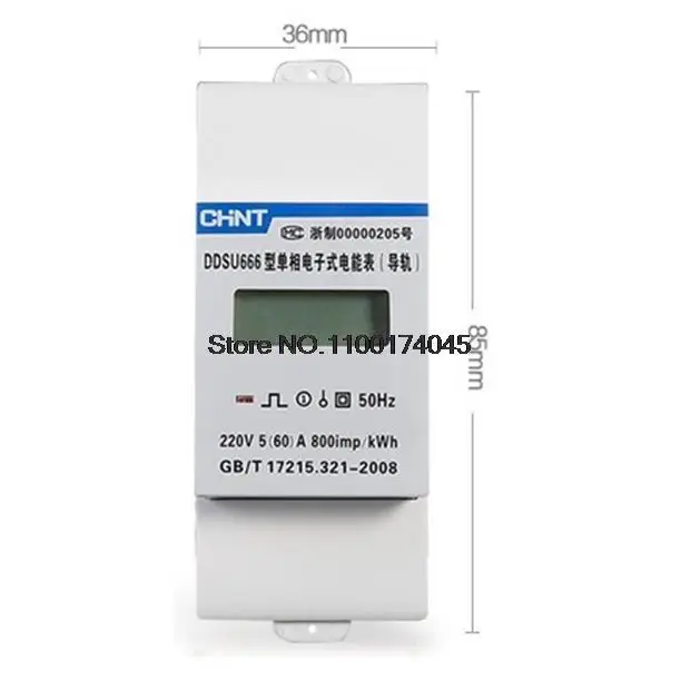 CHNT CHINT DDSU666 DTSU666 Single Phase DIN-Rail Meter 5(80)A 1.5(6)A (RS485) Power Inverter Electric Meter