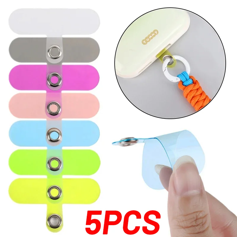 5/1Pcs Mini Universal Mobile Phone Lanyard Card Gasket Ins Kawaii Clear Necklace Clip Cord Rope Patch for iPhone Samsung Xiaomi