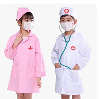 2025 New Kids Doctor Nurse Cosplay Coat Girls Boys Doctor Role Play Soft White Pink Coat for Children Stage Performance Cosplay