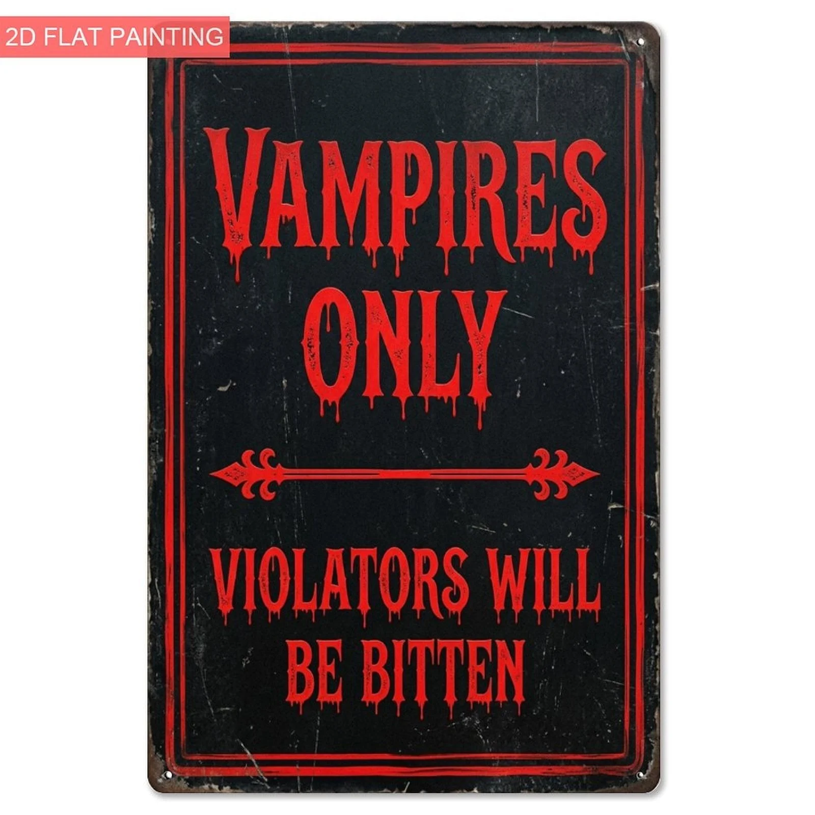 CIFBUY Gothic Vampires Only Aluminum Wall Art Waterproof Durable Vintage Sign For Bedroom Living Room Man Cave Entryway Decor