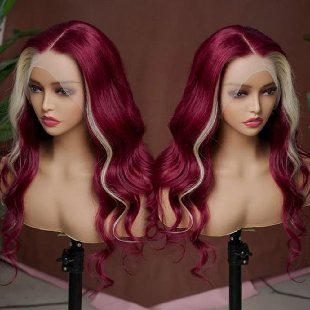 

Body Wave Burgundy With 613 Colored Front Wig 13X4 HD Lace Frontal Pre Plucked Wigs Red Blonde Highlight For Black Women