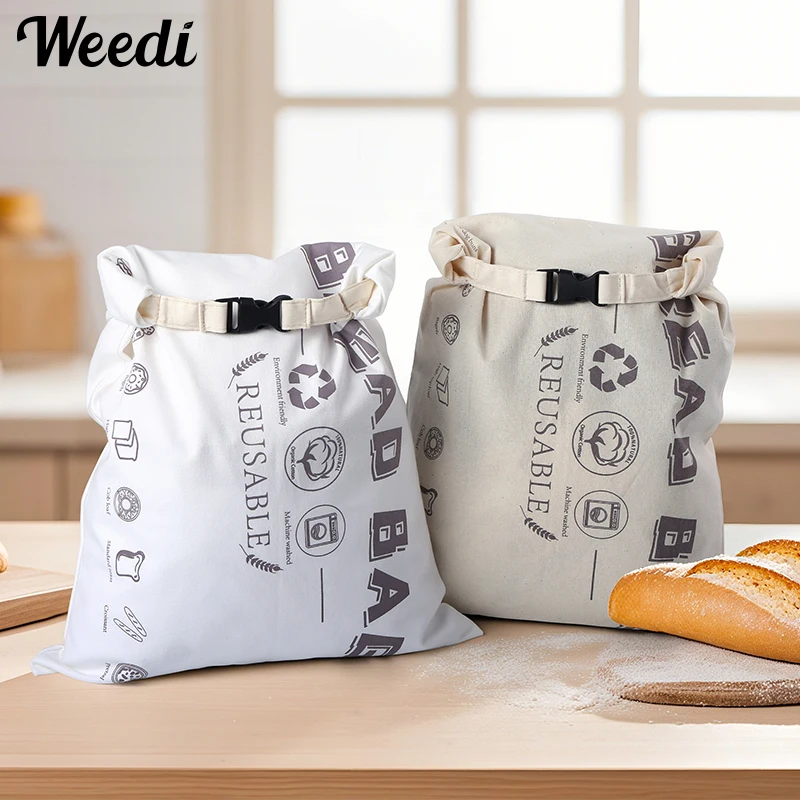 

Weedi 2 Pack reusable bread bag, TPU Lining, Large Capacity Cloth Bag for Travel Friendly,Washable Bread Storage Bags