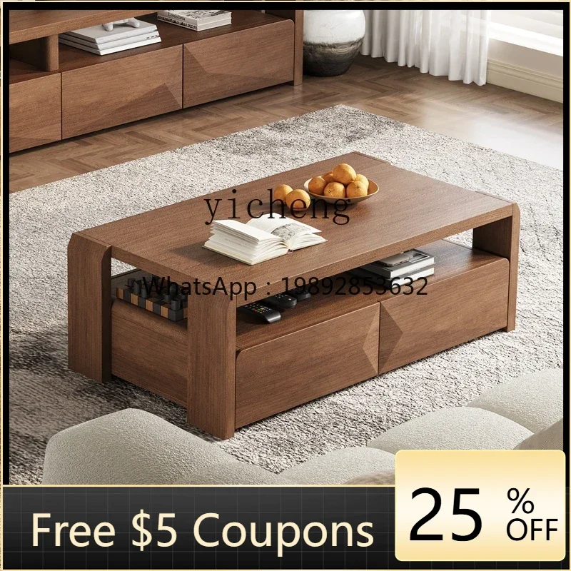 

1 solid wood coffee table Italian light luxury living room home high-end walnut small tea table small apartment tea table