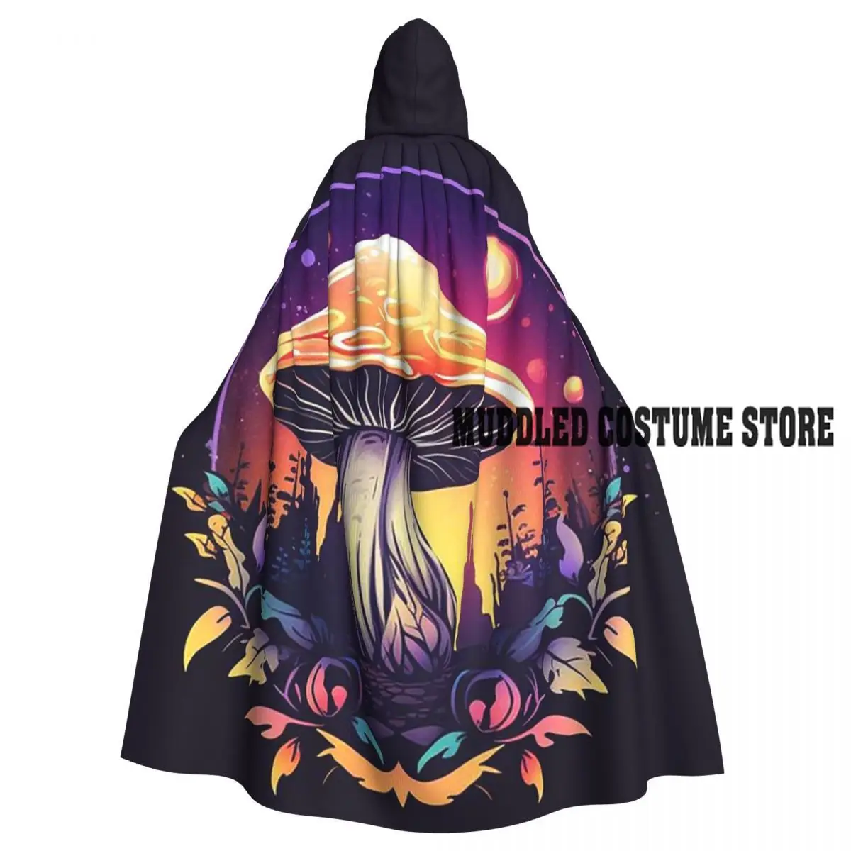 

Magic Mushroom At Night In A Mystical World Psychedelic Mushroom Hooded Cloak Witch Cosplay Cape HalloweenParty Adult Unisex