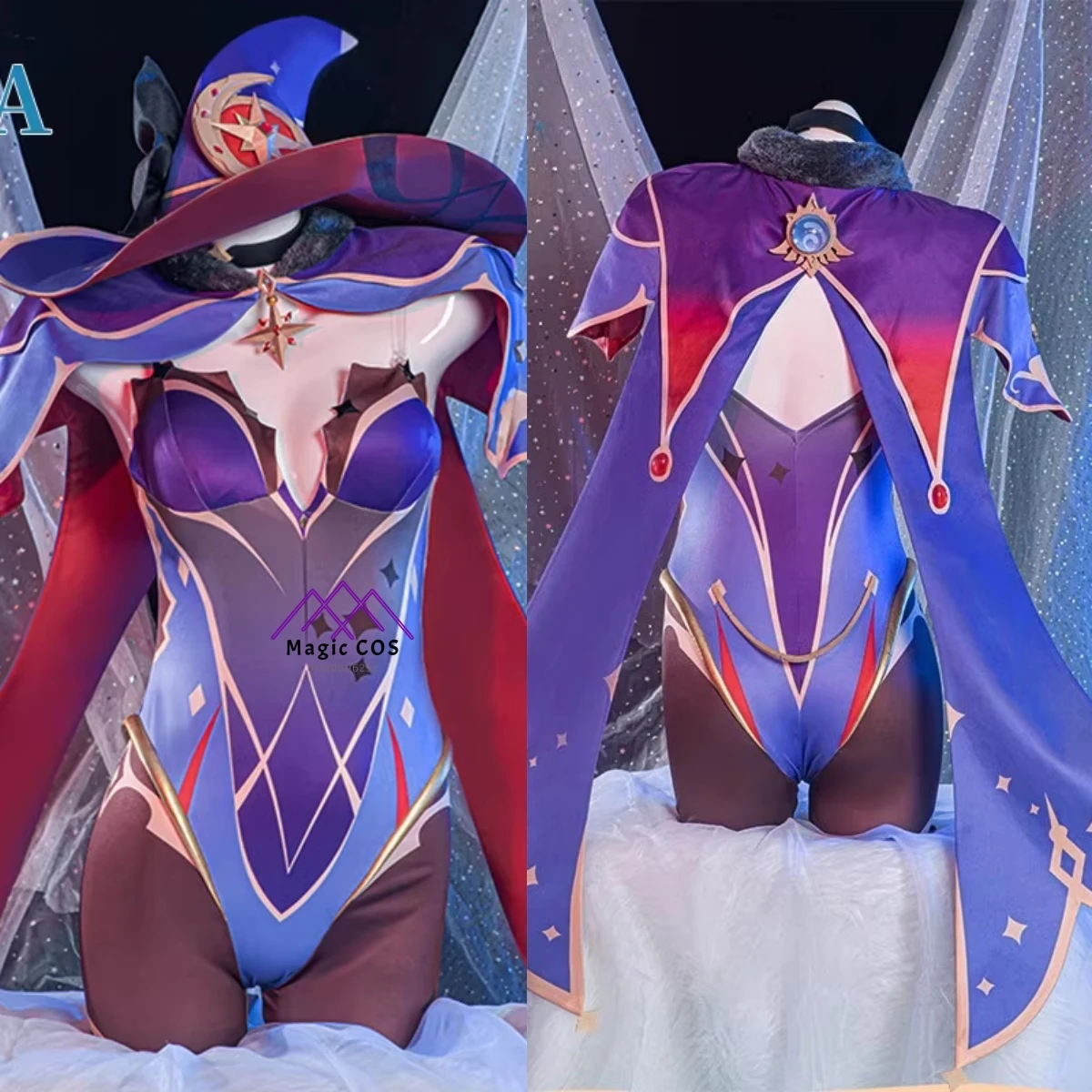 

Hot Game Genshin Impact Anime Mona Cosplay Costume Fashion Role Playing Witch Outfit for Women Adult Comic Con Halloween Party