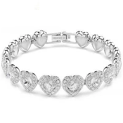 YEEVAA White Crystal Heart Pave Cubic Zirconia Necklace Bracelet Earrings Engagement Wedding Jewelry for Women Bridal Gift