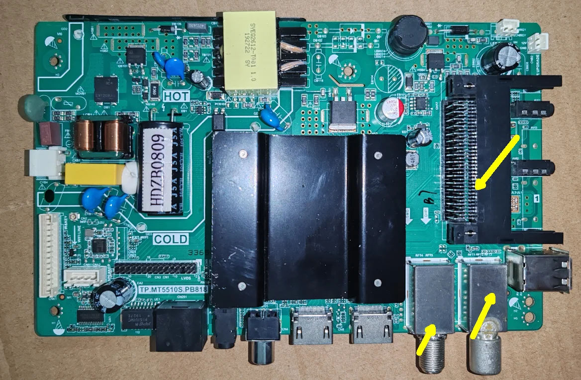 TP.MT5510S.PB818 Three in one network WiFi TV motherboard 4-core chip 1g+8G working good for 1366x768