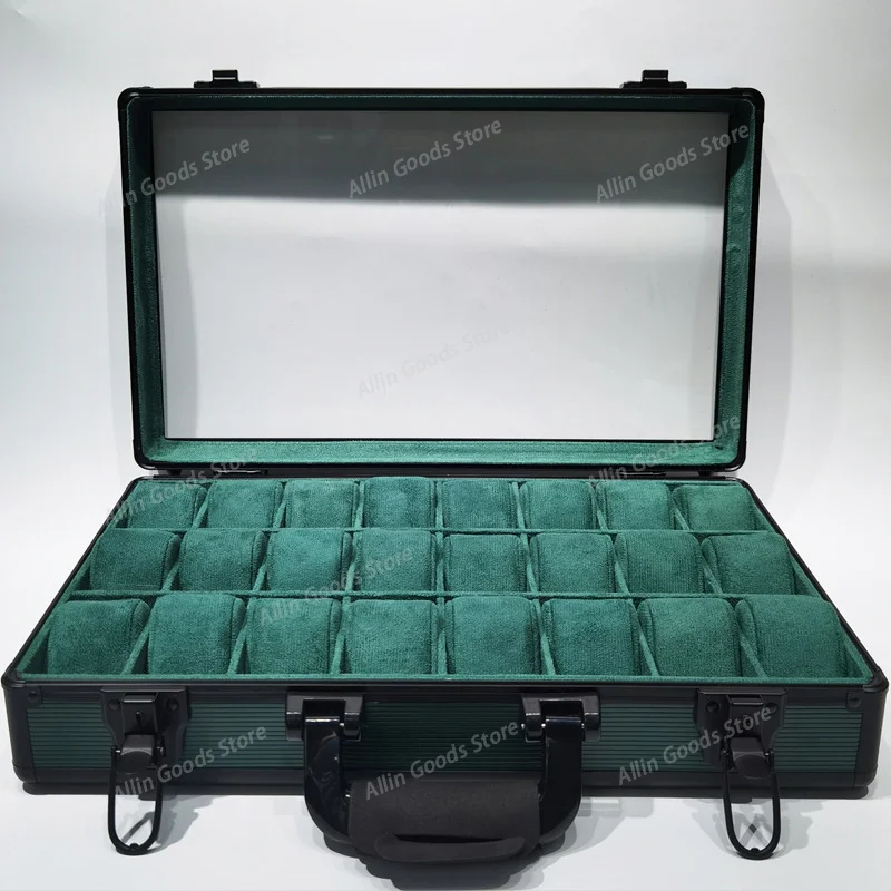 24 Slot Watch Storage Organizer Large Capacity Display Suitcase With Transparent Lid For Wristwatch Collection
