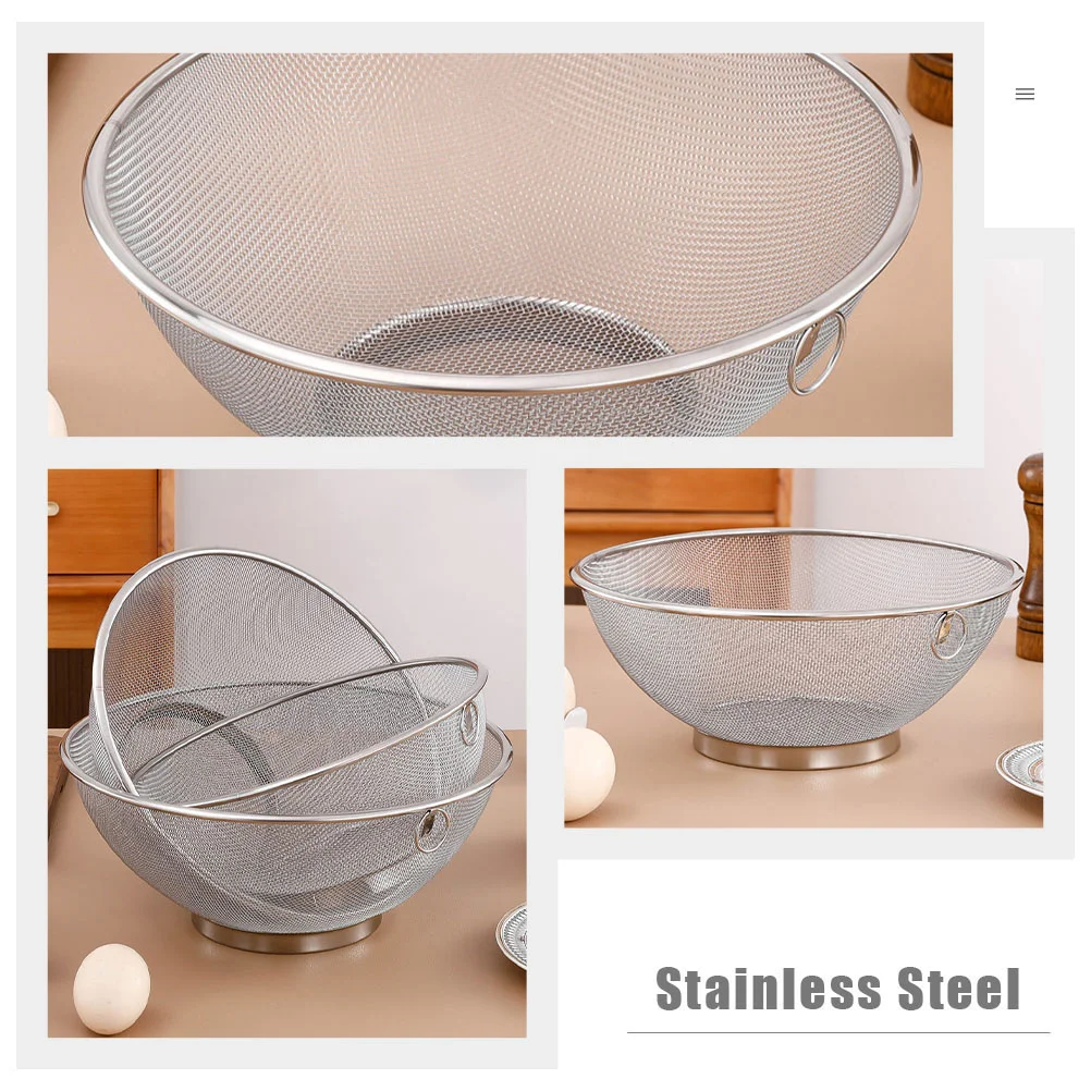 Stainless Steel Rice Basket Fine Mesh Strainer Cleaner Large Laundry Washer Drainer for HOME Wash Rice Sieve Colander Fruit