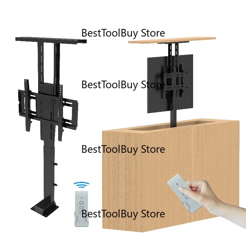 Compact Electric Motorised TV Lift Stand Height Adjustable Drop Down TV Mount with Remote Control