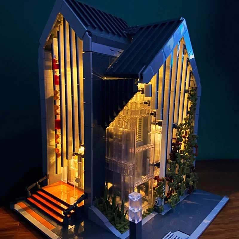 Ensemble de tiges créatives pour enfants, modèle de briques MOC Street View, bibliothèque moderne, architecture de ville modulaire, nuit de construction, jouet cadeau pour garçon, 2789 pièces