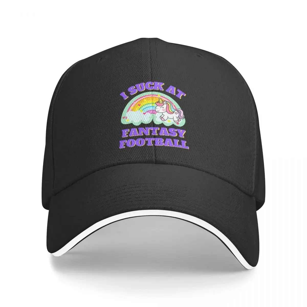 I Suck At Fantasy Football Unicorn Rainbow Loser Punishment Baseball Cap Military Tactical Cap Golf Female Men's