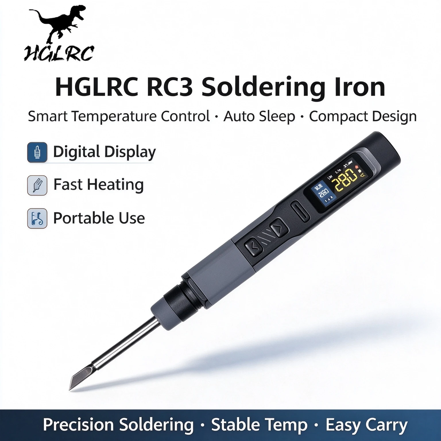 HGLRC RC3 Soldering Iron Intelligent Digital 0.96inch Color Display That Supports Both Chinese and English Switching