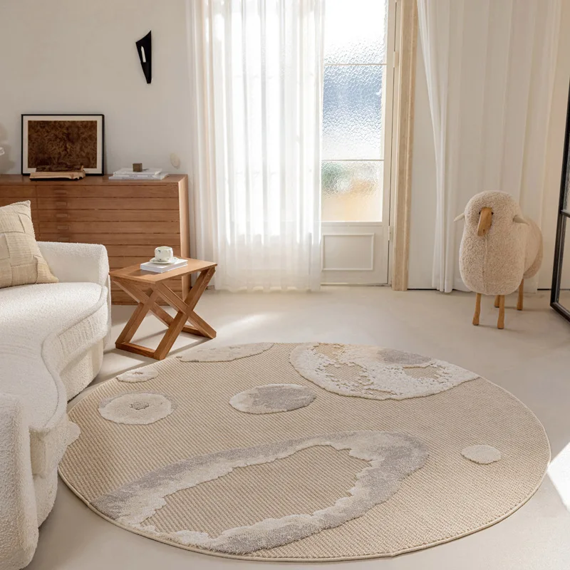 Log wind round carpet living room sofa coffee table blanket premium wabi sabi easy care bedside blanket chair non-slip floor mat 2