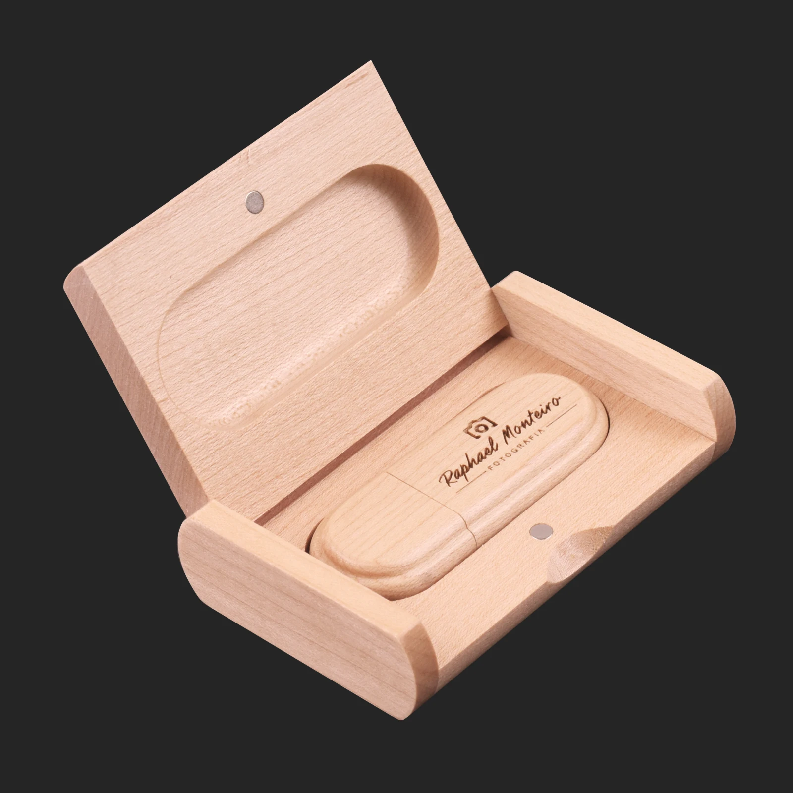 Beech Wooden Box USB Flash Drive Memory Stick Free Custom Logo Pen Drive Storage Device Pendrive 128G 64GB 32GB Cle USB Stick