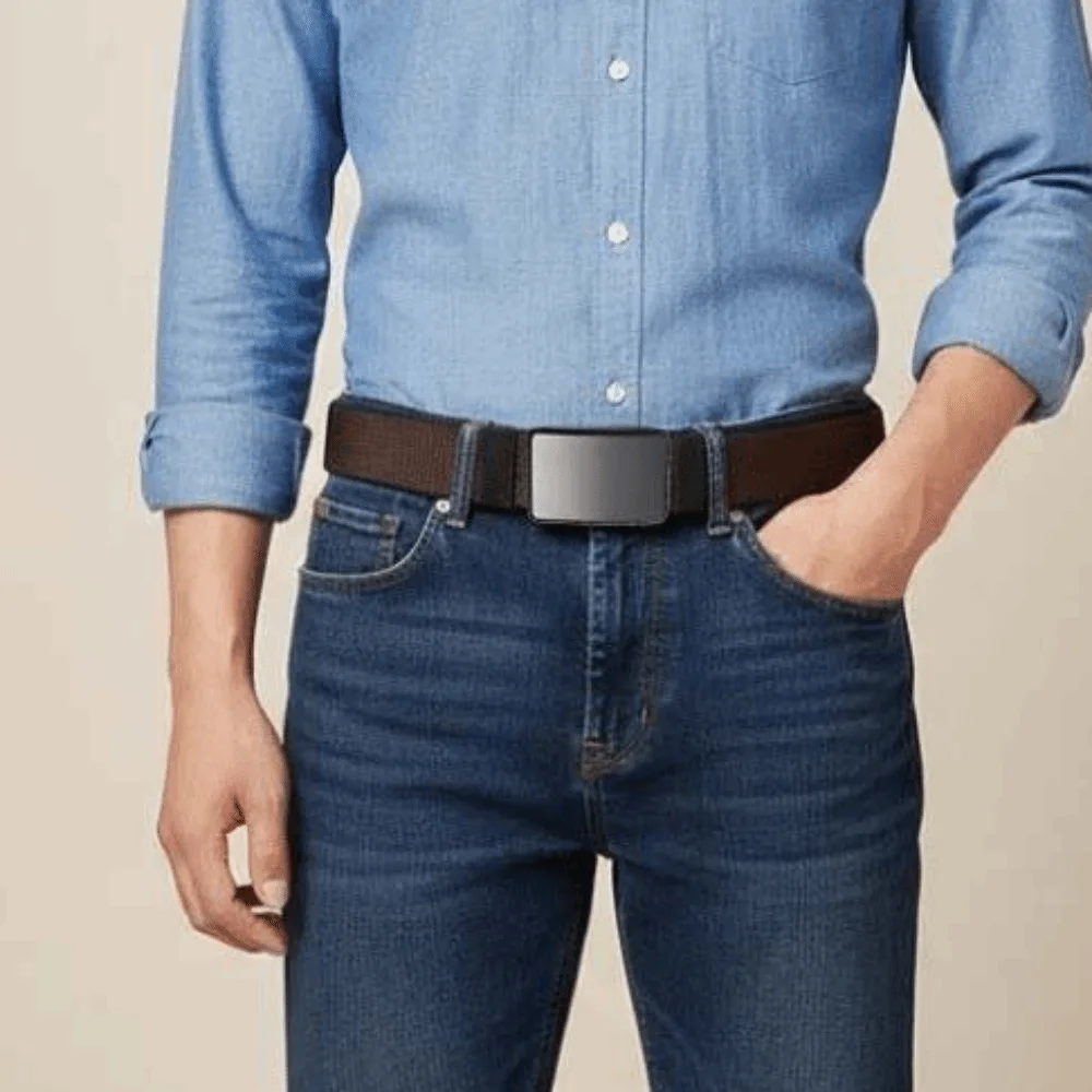 

Alloy Men Weaving Belt Contrast Color 360-degree Swivel Buckle Both Sides Available Belt Sturdy Texture Nylon Waistband Ornament
