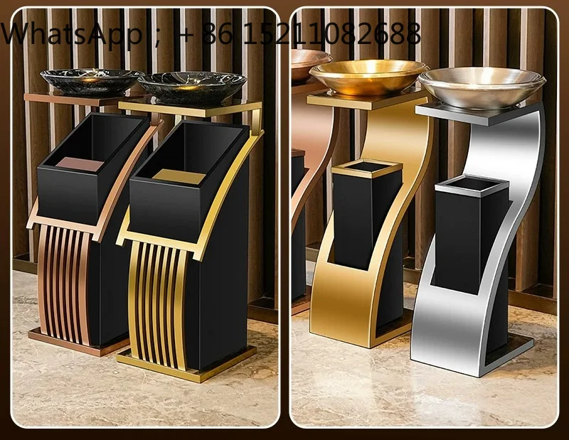 LLY hotel lobby stainless steel trash can commercial office building vertical elevator corridor sanitary bucket with ashtray