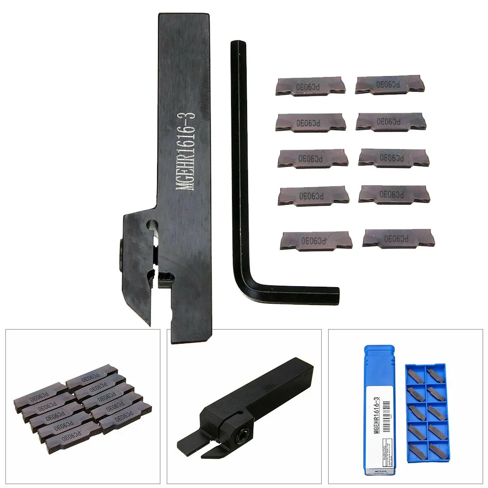 MGEHR1616-3 Supporto per tornio Barra di alesatura + 10 pezzi MGMN300 Set di inserti Portautensili per tornitura + Lama in metallo duro cementato Lavorazione CNC