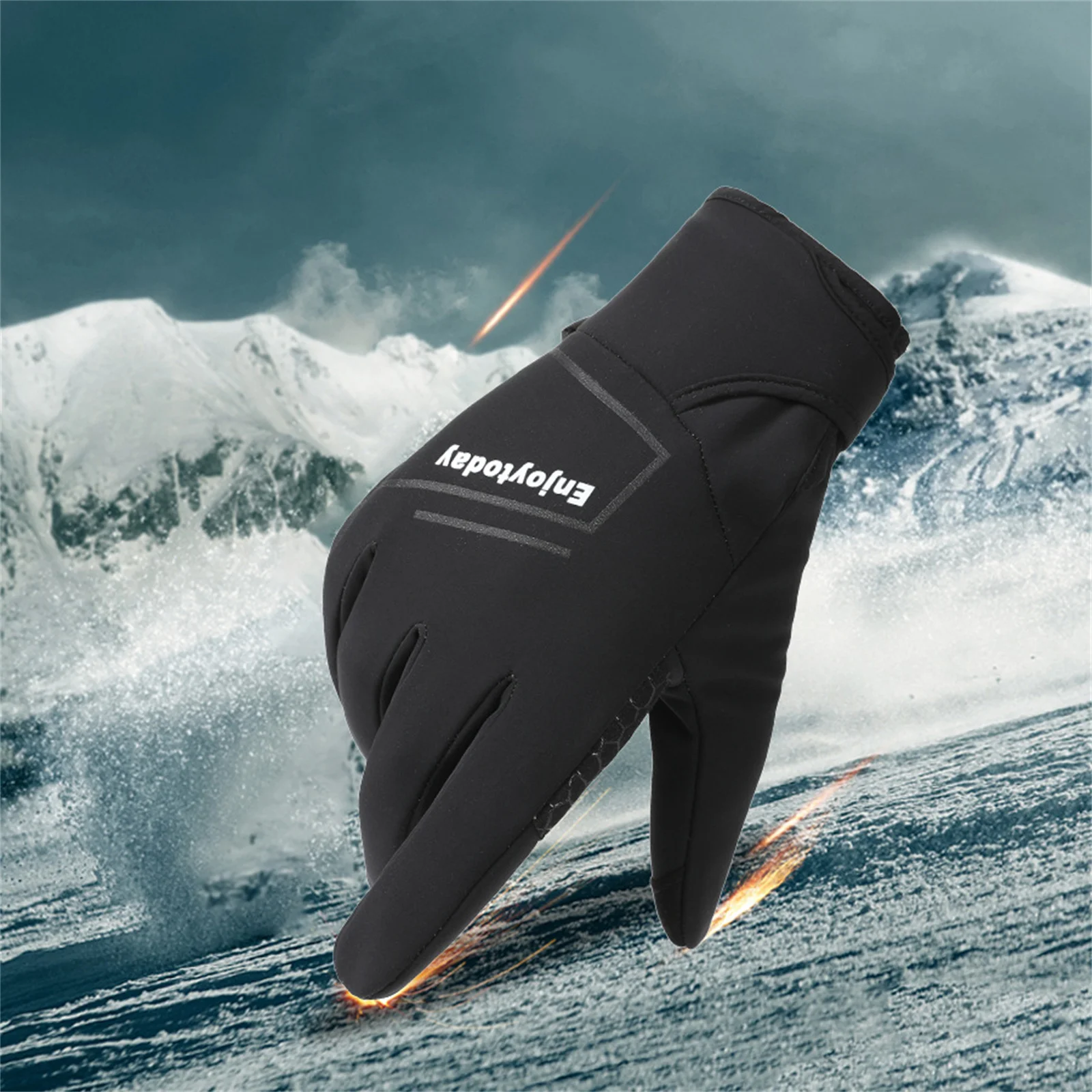 Winter Cycling Gloves Full Finger Touchscreen Gloves For Cycling Riding Skiing Thickened Plush Anti Slip Sports Mittens 1 Pair