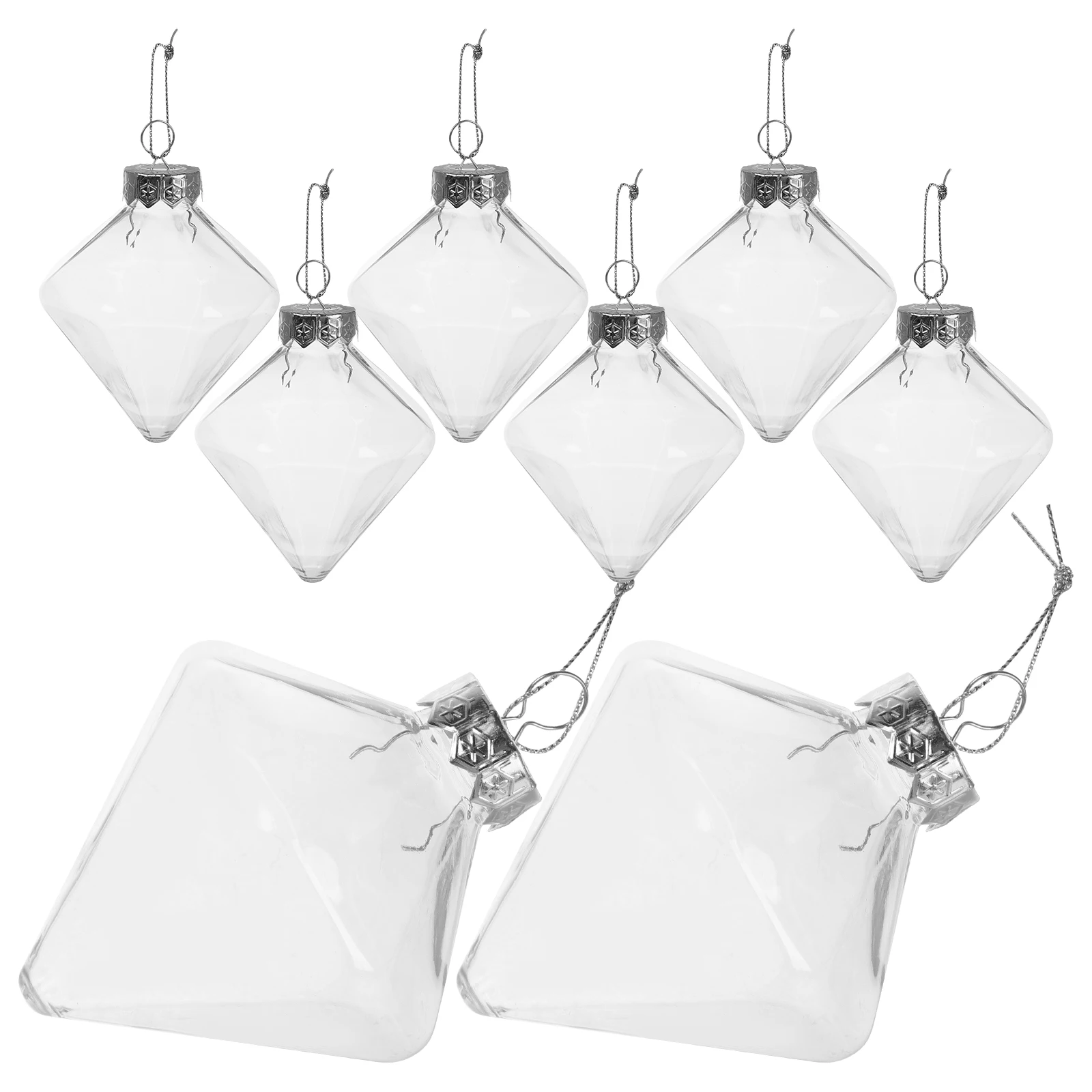 

8pcs Diamond Ball Hanging Parts Christmas Hollow Light Bulb Ornaments Clear Transparent Tree Fillable Booze Balls Shatterproof