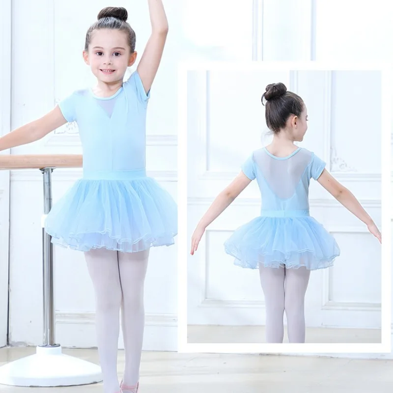 Cute Child Ballet Leotard Tutu Set Dancewear Mesh Bodysuit Tops for Kids Girls Dancer Sets