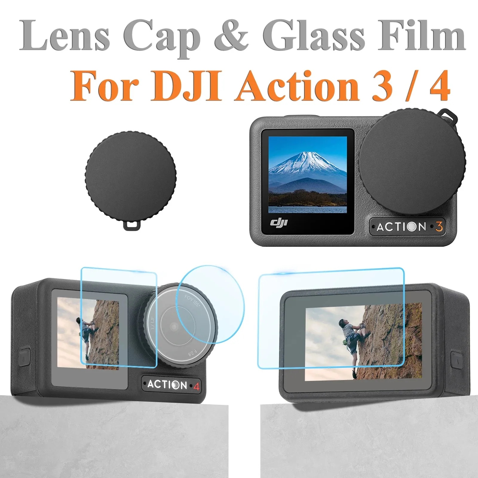 Lens Cover For DJI Osmo ACTION 4/3 Sports Camera Lens Protective Cover Dust And Fall Resistant Cap For DJI Action 4 Accessories