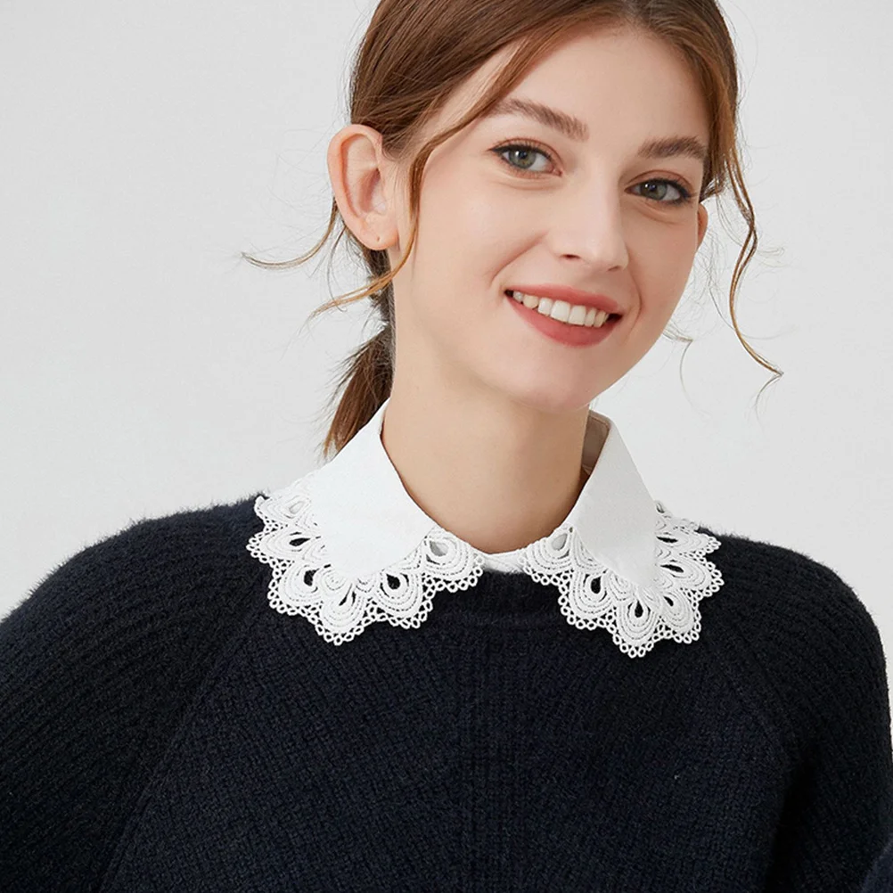 

1pc White Detachable Fake Collar For Women Elegant Chiffon Half Shirt Costume Accessories Lightweight Fashion Lady Faux Collar