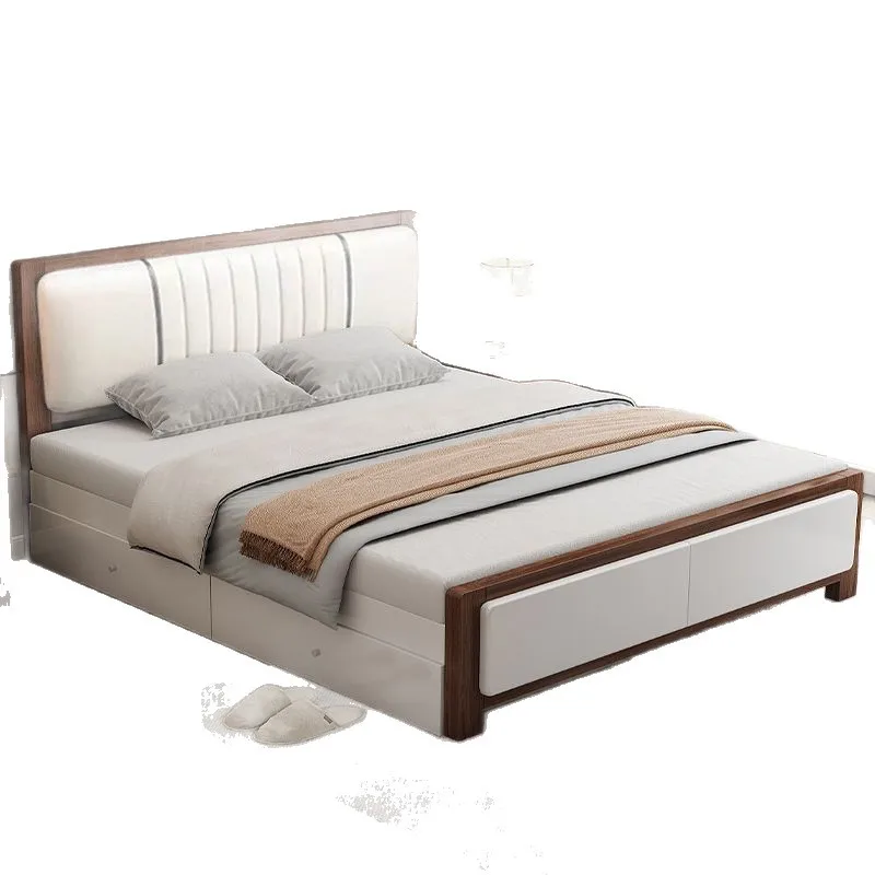 Walnut waist protection soft bag storage side drawer thickened solid wood veneer small apartment master bedroom