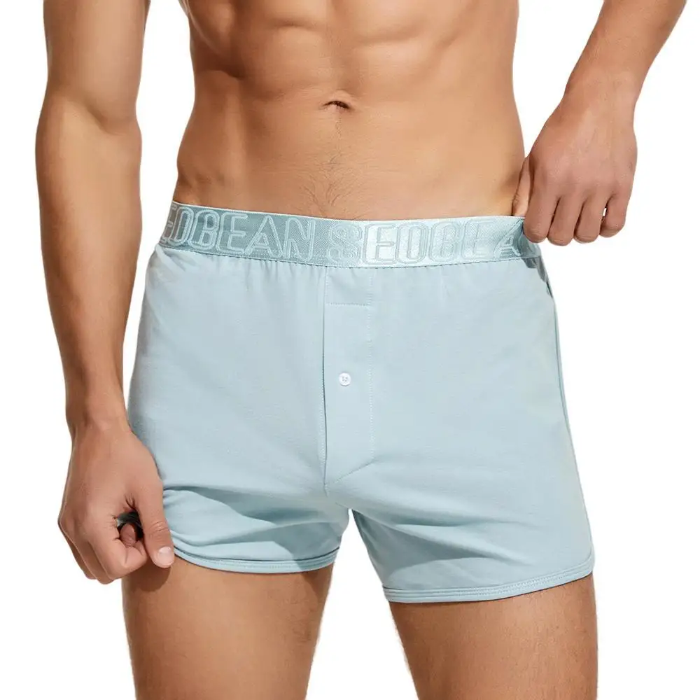 SEOBEAN-Short de Nuit en Coton pour Homme, Pyjama Confortable et Respirant, Boxer Doux, Bas de Sommeil