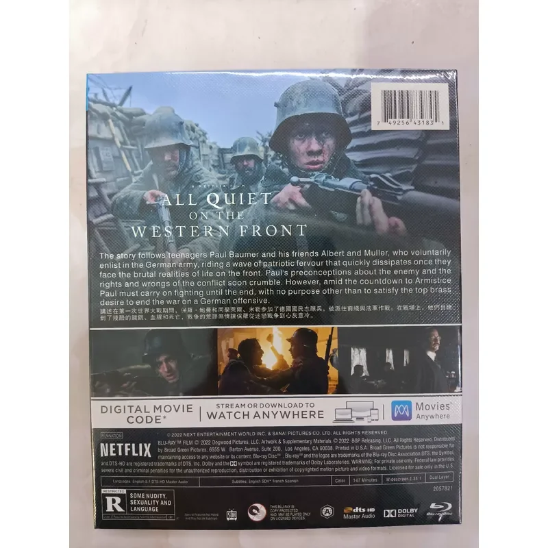 Blu-ray Disc All Quiet on the Western Front 2022 Latest War Movie