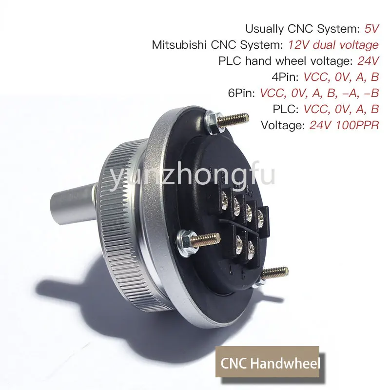 CNC Pulser Handwheel 5V 12V 24V Pulse 100PPR Manual Pulse Generator Electronic Hand Wheel Machine 60mm Rotary Encoder 4pin 6pin