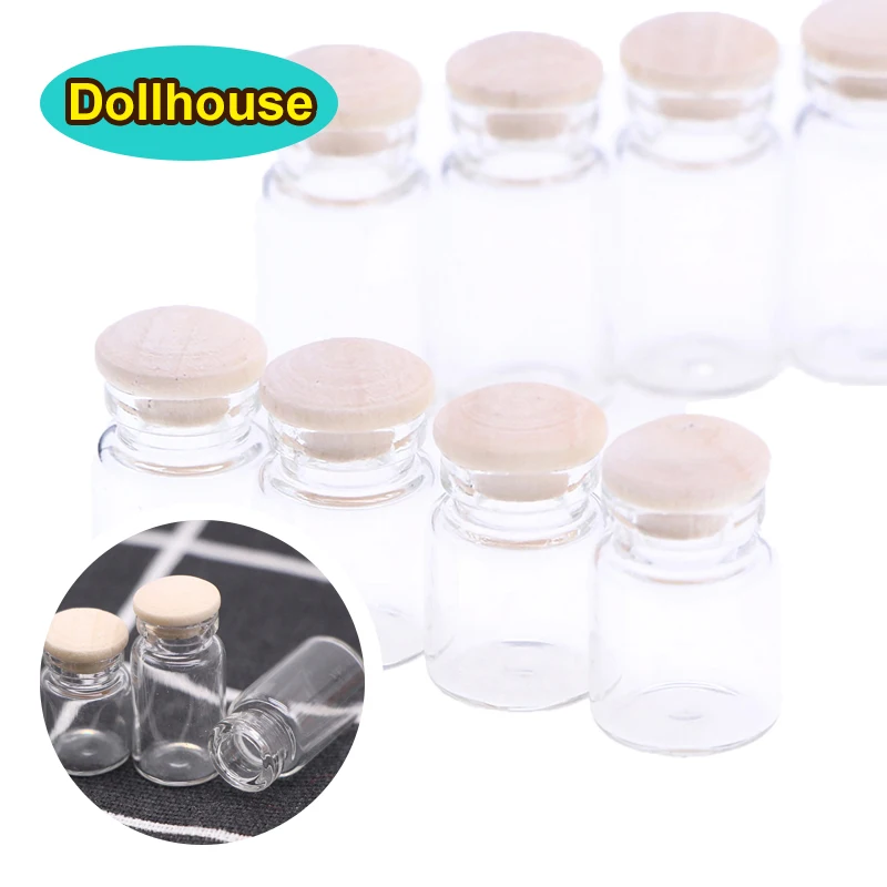 4 Stücke 1:12 Puppenhaus Miniatur Glasgefäße Modell Süßigkeiten Gläser Vorratsgläser mit Holzdeckel Ornament Lebensmittel Spielzeug Zubehör
