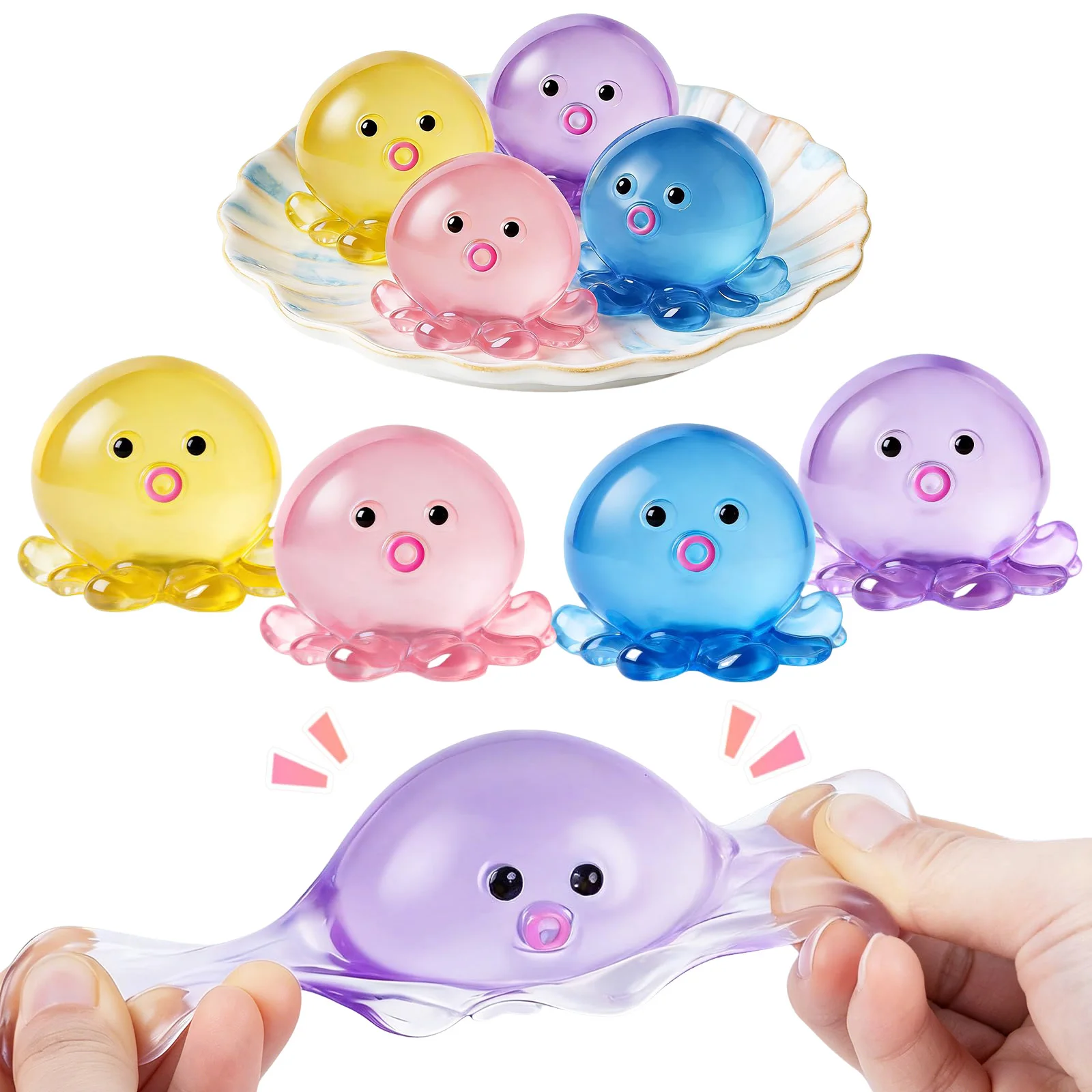 

4 Pcs Octopus Fun Decompression Toy Soft and Relaxing Squeezing Toy Animal Stress Ball Party Favors Classroom Prize Birthday