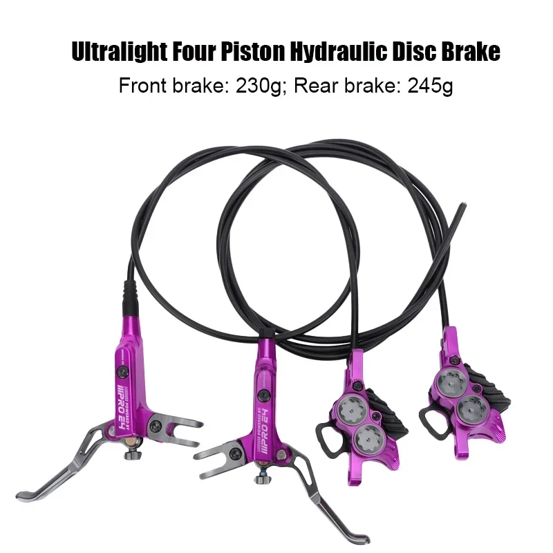 IIIPRO E4 Hydraulic Disc Brake 800/1550mm With Cooling pads Brake Four piston Oil Disc Brake accessories for mountain bike