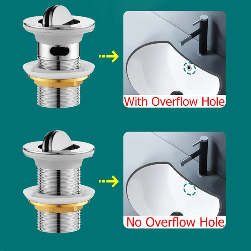 Pop Up Drain Button Bathroom Sink Plug Drainer Washbasin Copper Spring Launching Device Bathroom Basin Drainage Acces