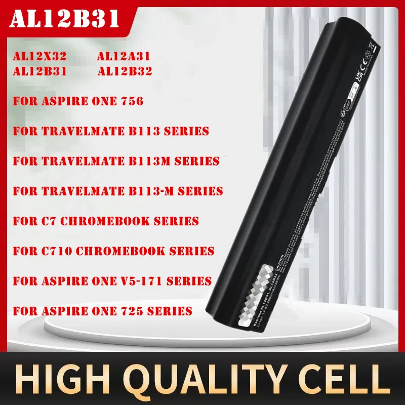 

AL12B31 Laptop Battery For Acer Aspire One 756 725 AL12X32 AL12A31 for TravelMate B113 B113M AL12B32 V5-171