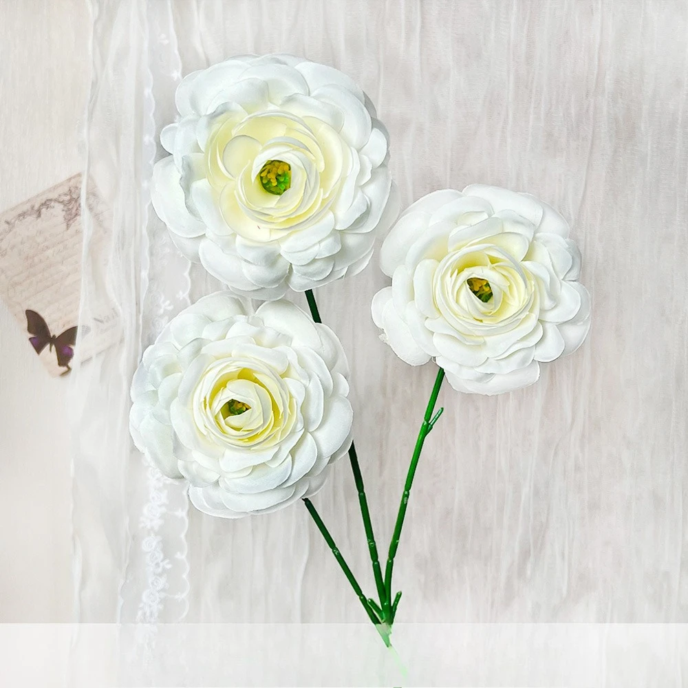 10 Stück Künstliche Blumen Seiden-Lotus Schlafzimmer-Deko Lila Kunstblumen 3-Zweig-Lotus Tischdekoration – Detail 9