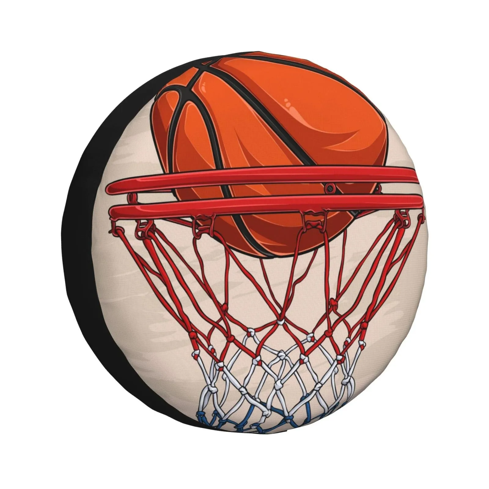 Basketball Slam Dunk Graphic Print Round Tire Cover Polyester Spare Wheel Protector