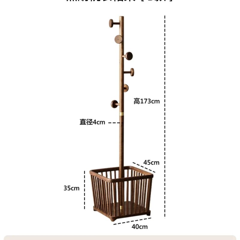 Indoor household solid wood floor folding bedroom small clothes rack dirty clothes basket floor hanger