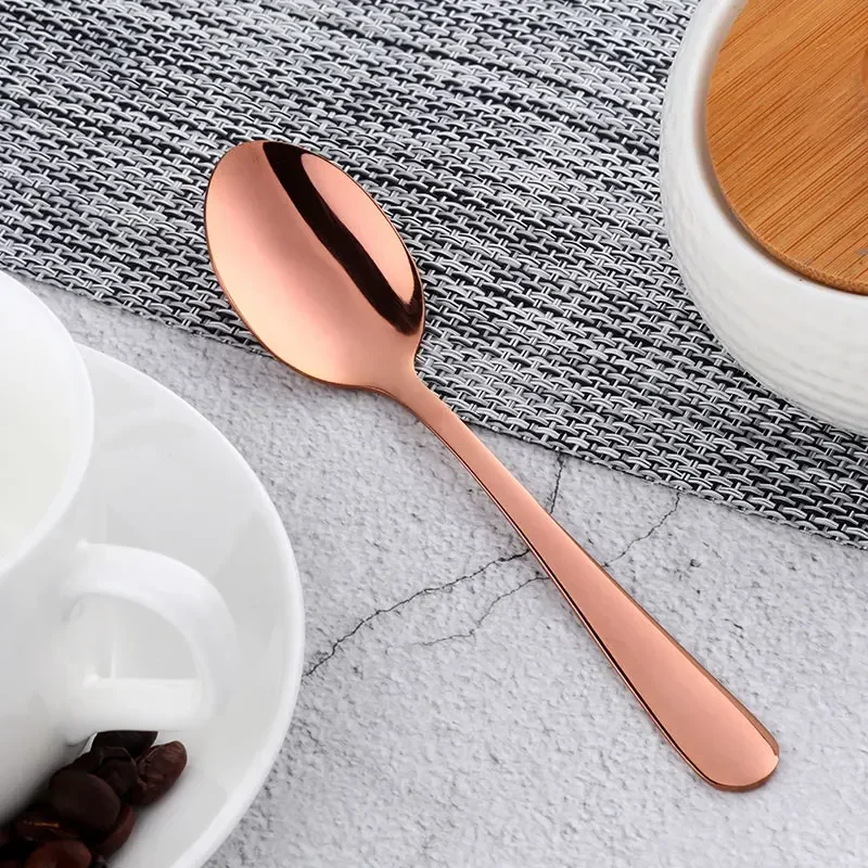 8 Colors Tea Spoons Stainless Steel Coffee Spoon High Quality Dessert Cake Fruit Spoons Gold Small Snack Scoop Dinnerware Tools