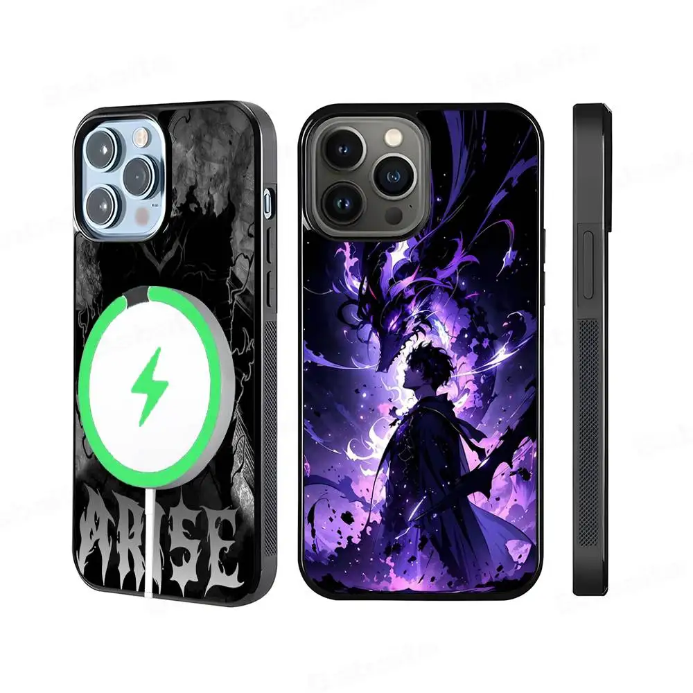Quente clássico s-solo l-nivelamento anime caso de telefone magnético para iphone 16 14 13 12 15 pro plus para magsafe capa de carga sem fio