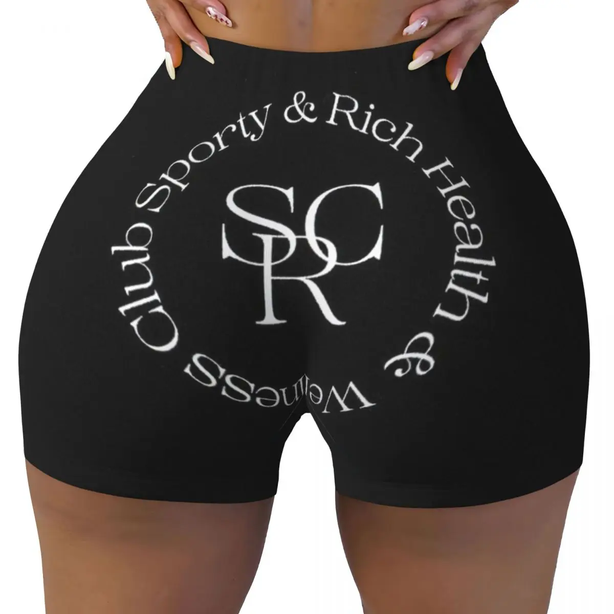 

Custom Sporty & Richs Logo Workout Volleyball Biker Shorts Women's Gym Yoga Shorts