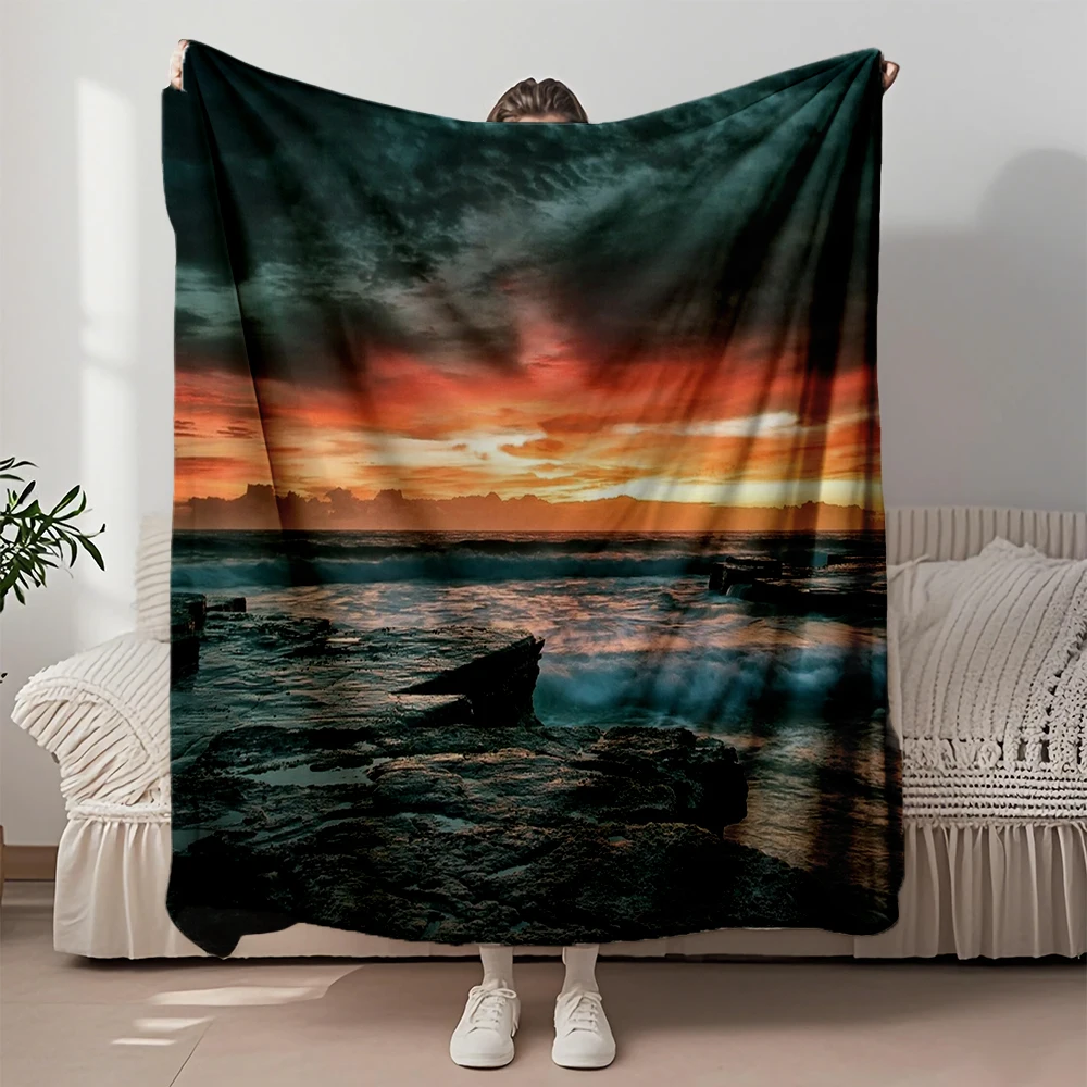 

Flannel Soft Tropical Print Blanket Colorful N Bedsheet Knit Throw Eco-friendly Machine-washable Blankets Perfect For Students
