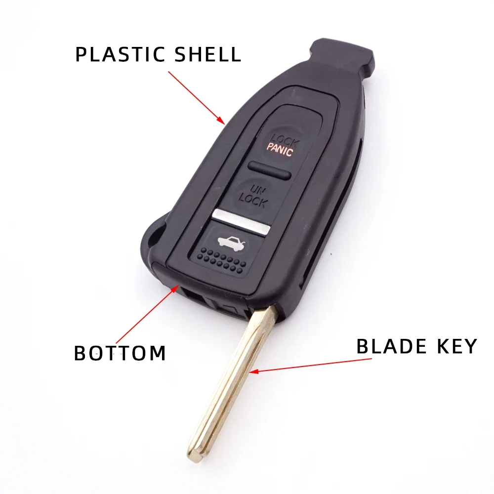 Cocolockey Smart Remote Key Case Shell Fob 3Button for 2002 2003 2004 2005 2006 Lexus LS430 Uncut Blade Replacement Car Keys