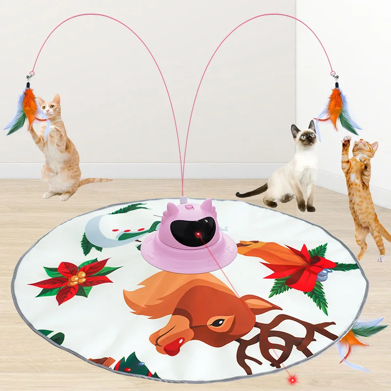 

Automatic 3 in 1 Hide and Seek Kitten Laser Interactive Smart Cat Toy Moving Feather Exercise Kicker Cat Teaser Stick Toy
