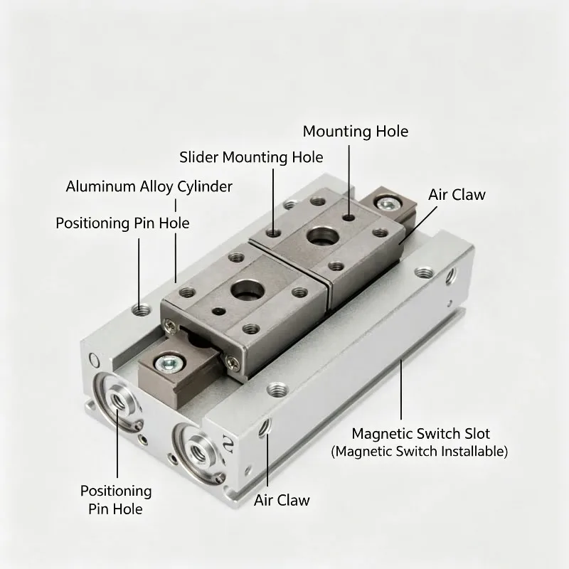 Low Profile Pneumatic Cylinder Air Parallel Gripper Force Cylinder MHF2 8D MHF2 10D MHF2 12D   Pneumatic Gripper