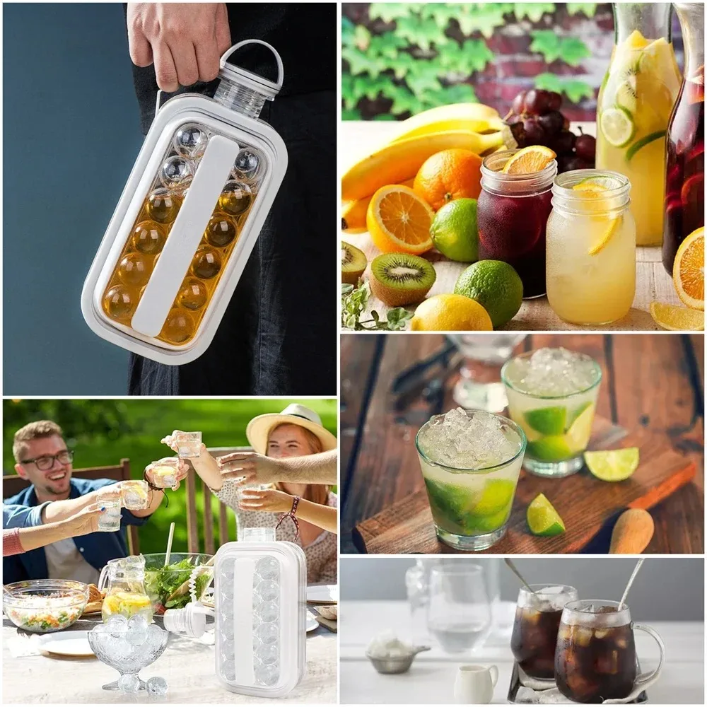 Portable 2 in 1 Silicone Ice Ball Maker Kettle Creative Ice Cube Mold Kitchen Bar Gadgets Ice Hockey Lattice Making Tool Kettle