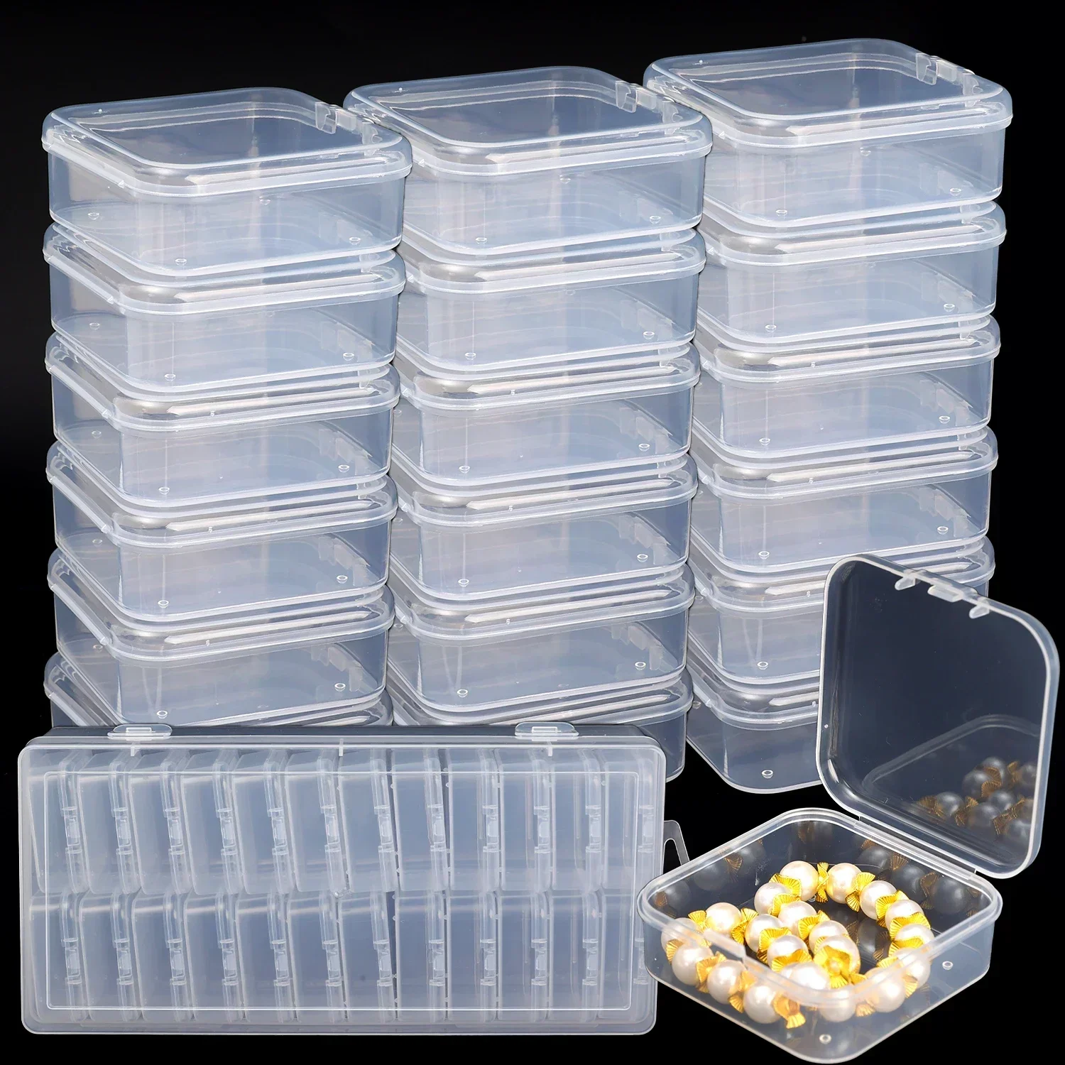 30Pcs/Set Bead Organizer Box Clear Plastic Bead Storage Containers with Hinged Lid for Storage of Small Items Crafts Jewelry