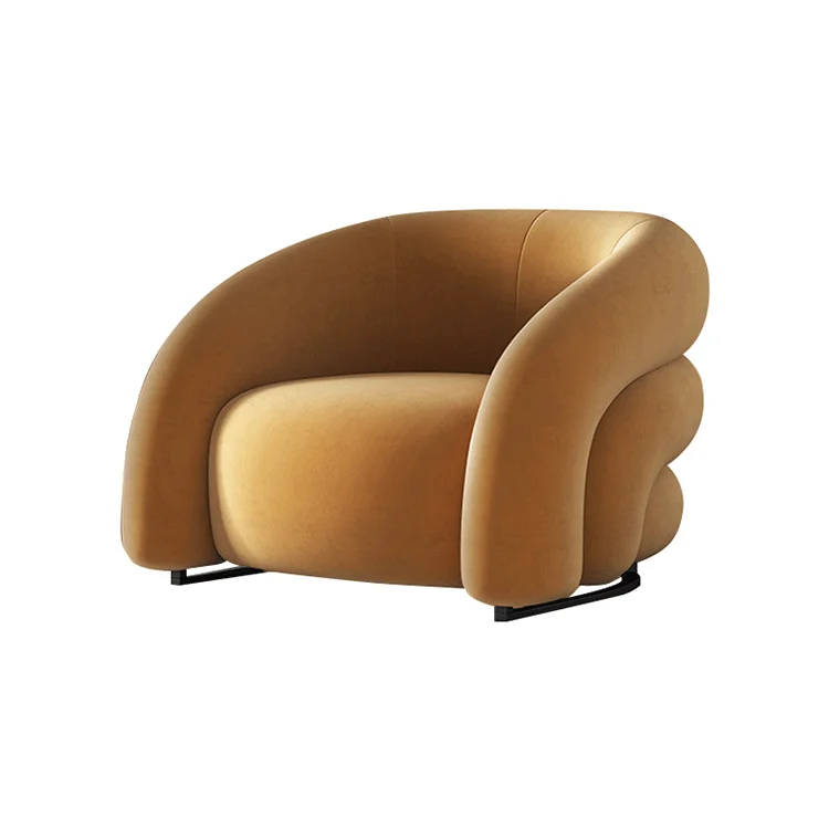 

Modern Hotel Guest Room Leisure Orange Velvet Fabric Sofa Chairs For Lounge Modern Living Room Armchair