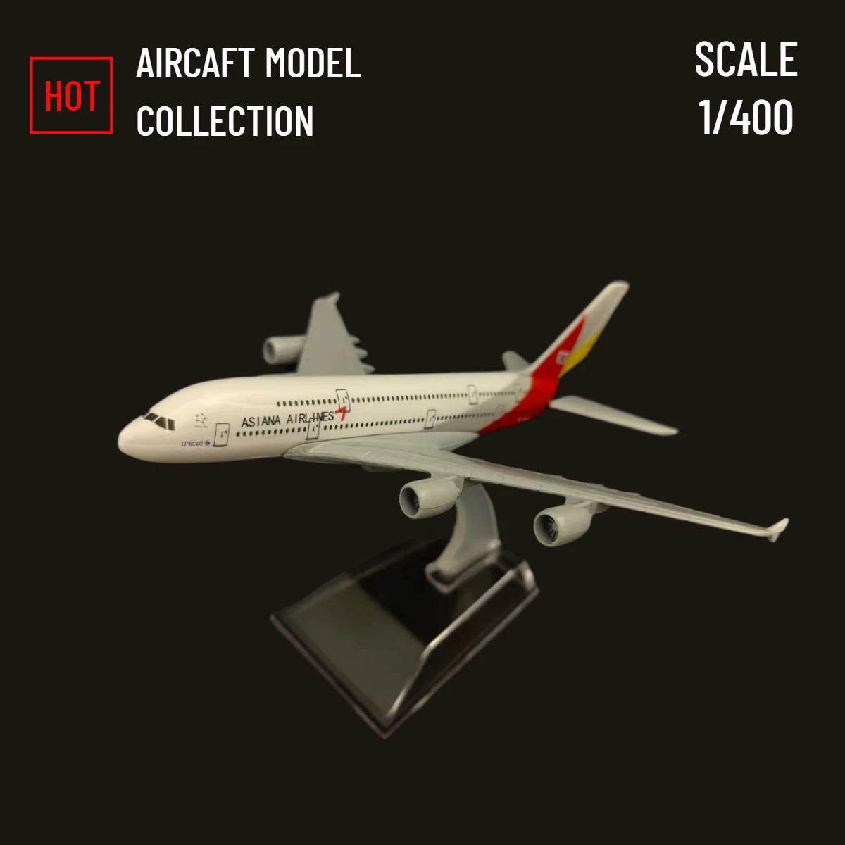 Scale 1:400 Metal Plane Model, Korea Asiana Flights Boeing Airplane Alloy Diecast World Aviation Collectible Miniature Toy